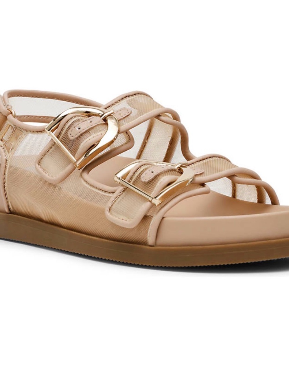 DV by Dolce Vita Beige Strappy Sandals with Gold Buckles